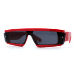 Womens Mod Flat Top Narrow Shield Exposed Side Lens Sunglasses
