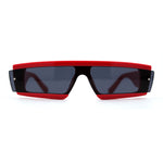 Womens Mod Flat Top Narrow Shield Exposed Side Lens Sunglasses