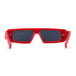 Womens Mod Flat Top Narrow Shield Exposed Side Lens Sunglasses