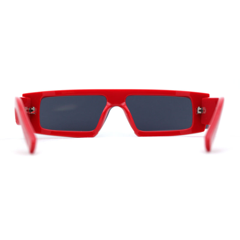Womens Mod Flat Top Narrow Shield Exposed Side Lens Sunglasses