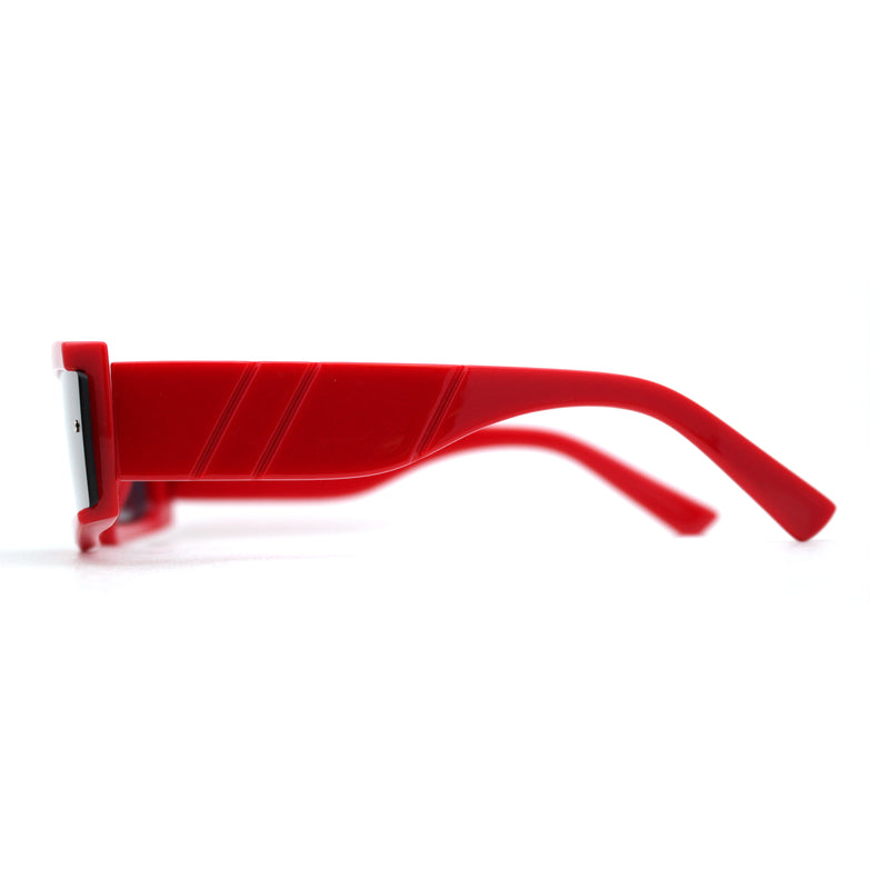 Womens Mod Flat Top Narrow Shield Exposed Side Lens Sunglasses