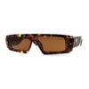 Womens Mod Flat Top Narrow Shield Exposed Side Lens Sunglasses