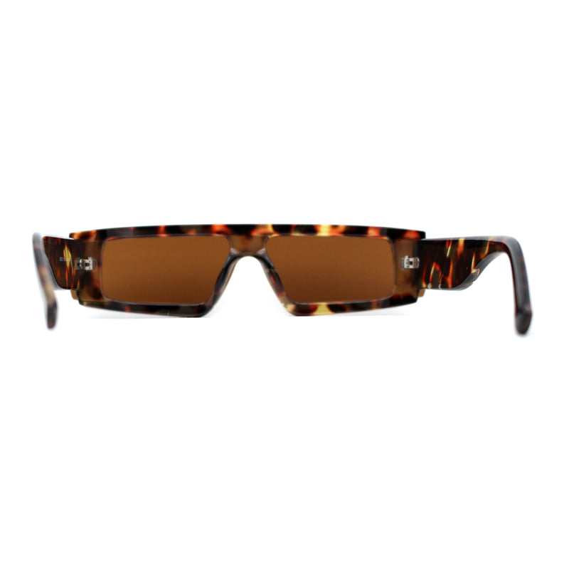 Womens Mod Flat Top Narrow Shield Exposed Side Lens Sunglasses