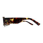 Womens Mod Flat Top Narrow Shield Exposed Side Lens Sunglasses