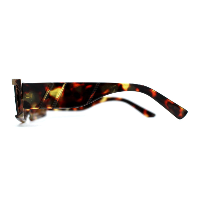 Womens Mod Flat Top Narrow Shield Exposed Side Lens Sunglasses