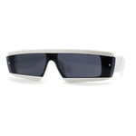 Womens Mod Flat Top Narrow Shield Exposed Side Lens Sunglasses