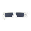 Womens Mod Flat Top Narrow Shield Exposed Side Lens Sunglasses