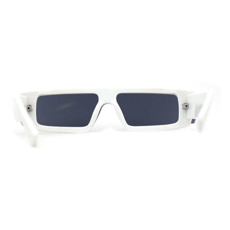 Womens Mod Flat Top Narrow Shield Exposed Side Lens Sunglasses