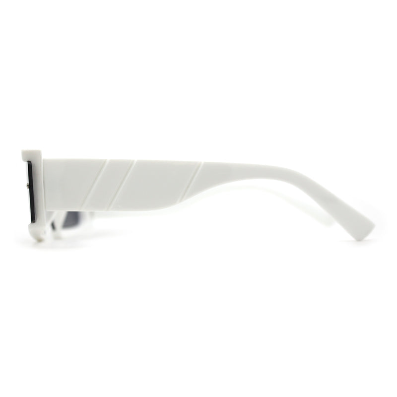 Womens Mod Flat Top Narrow Shield Exposed Side Lens Sunglasses