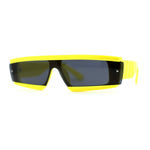 Womens Mod Flat Top Narrow Shield Exposed Side Lens Sunglasses