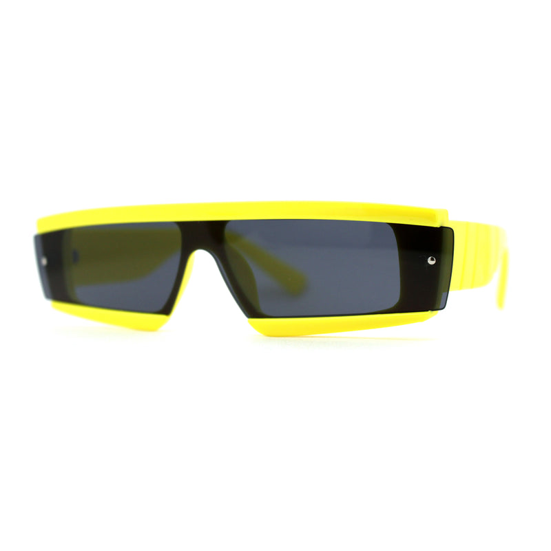 Womens Mod Flat Top Narrow Shield Exposed Side Lens Sunglasses