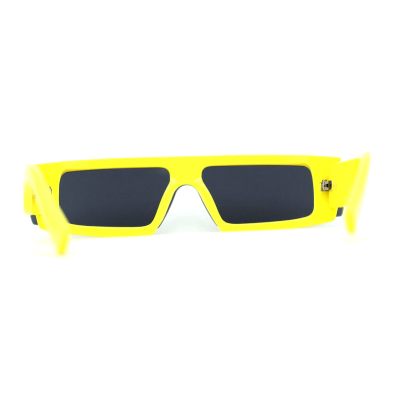 Womens Mod Flat Top Narrow Shield Exposed Side Lens Sunglasses