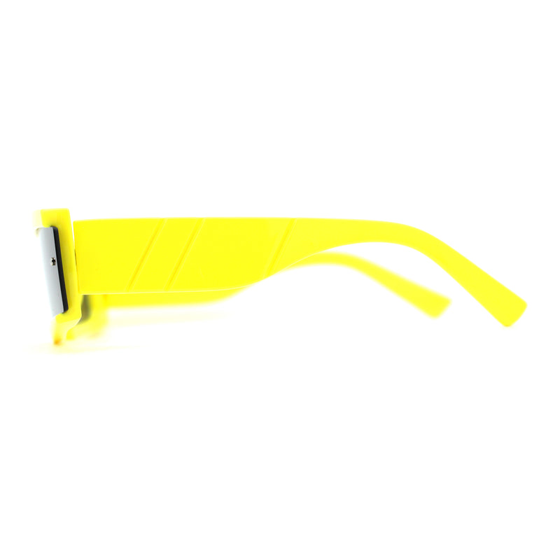 Womens Mod Flat Top Narrow Shield Exposed Side Lens Sunglasses