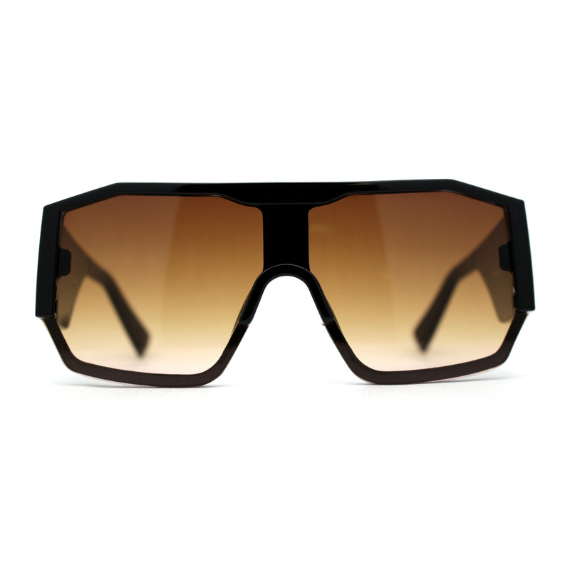 Oversize Futuristic Geometric Shield Sport Plastic Sunglasses