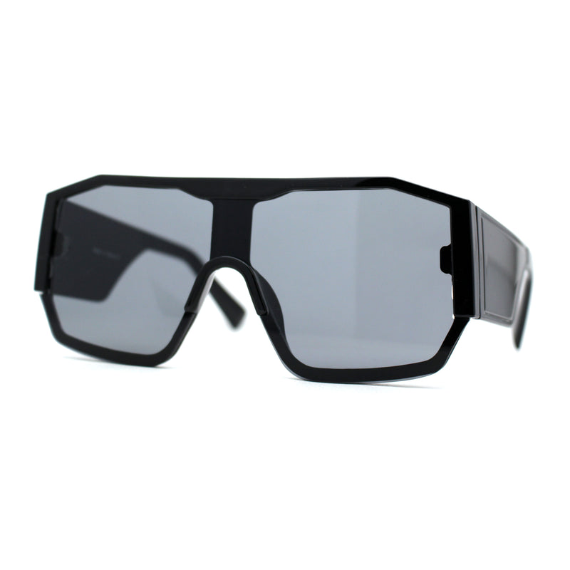 Oversize Futuristic Geometric Shield Sport Plastic Sunglasses