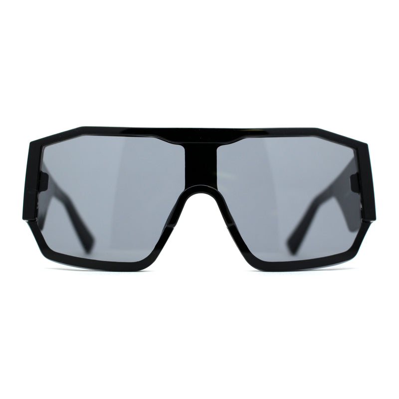 Oversize Futuristic Geometric Shield Sport Plastic Sunglasses