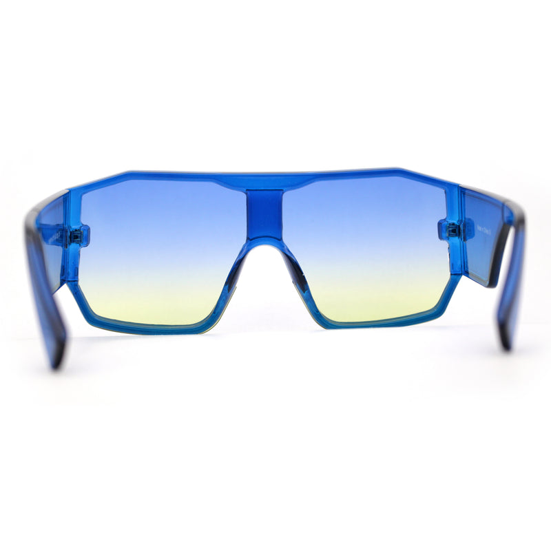 Oversize Futuristic Geometric Shield Sport Plastic Sunglasses