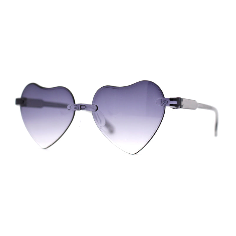 Girls Child Size Rimless Heart Shape Plastic Sunglasses