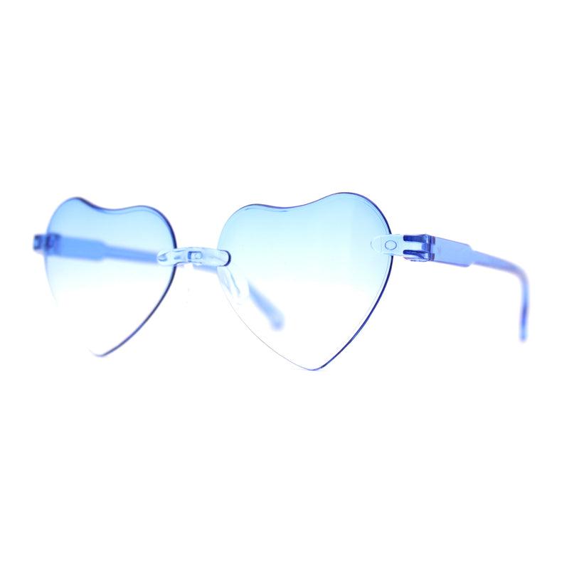 Girls Child Size Rimless Heart Shape Plastic Sunglasses
