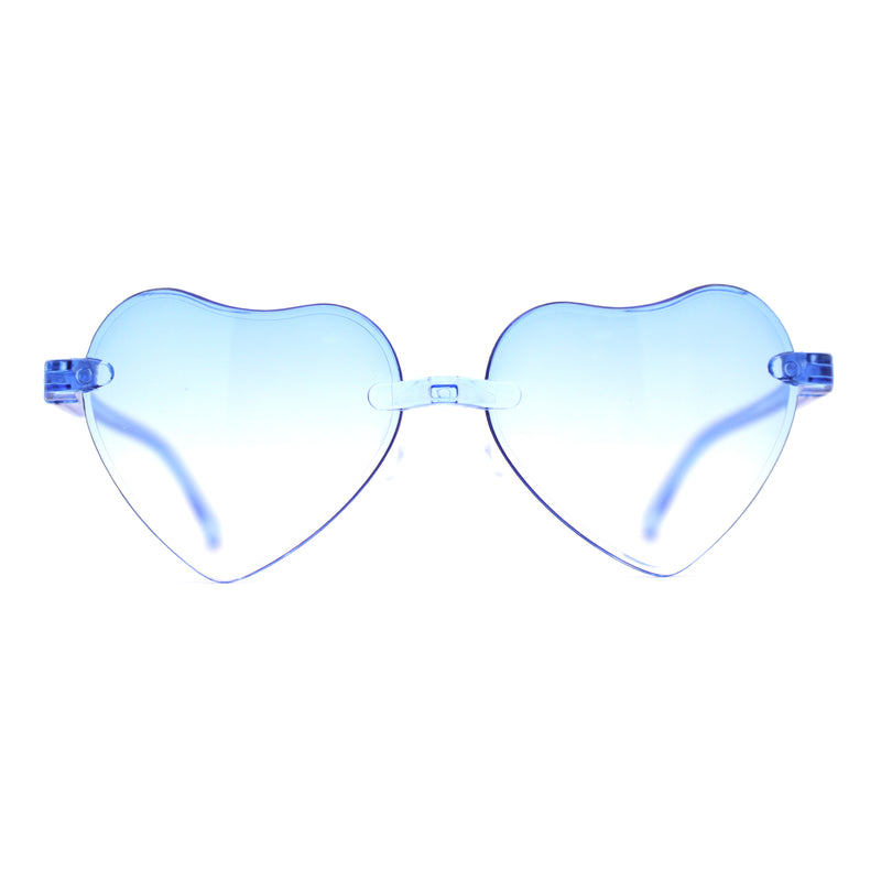 Girls Child Size Rimless Heart Shape Plastic Sunglasses