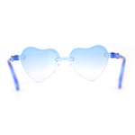 Girls Child Size Rimless Heart Shape Plastic Sunglasses