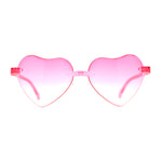 Girls Child Size Rimless Heart Shape Plastic Sunglasses