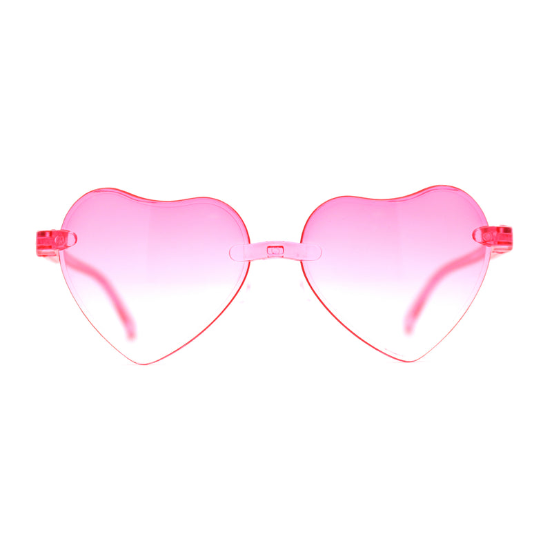 Girls Child Size Rimless Heart Shape Plastic Sunglasses