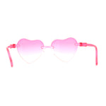 Girls Child Size Rimless Heart Shape Plastic Sunglasses