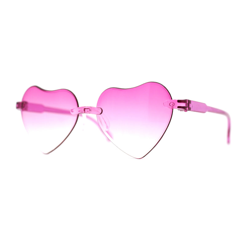 Girls Child Size Rimless Heart Shape Plastic Sunglasses