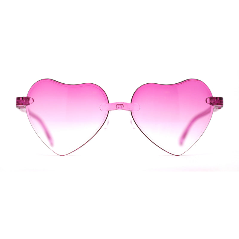 Girls Child Size Rimless Heart Shape Plastic Sunglasses