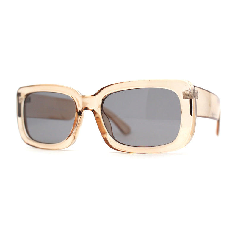 Womens Mod Retro Rectangle Minimal Plastic Sunglasses