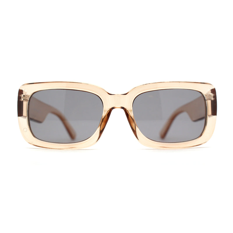 Womens Mod Retro Rectangle Minimal Plastic Sunglasses