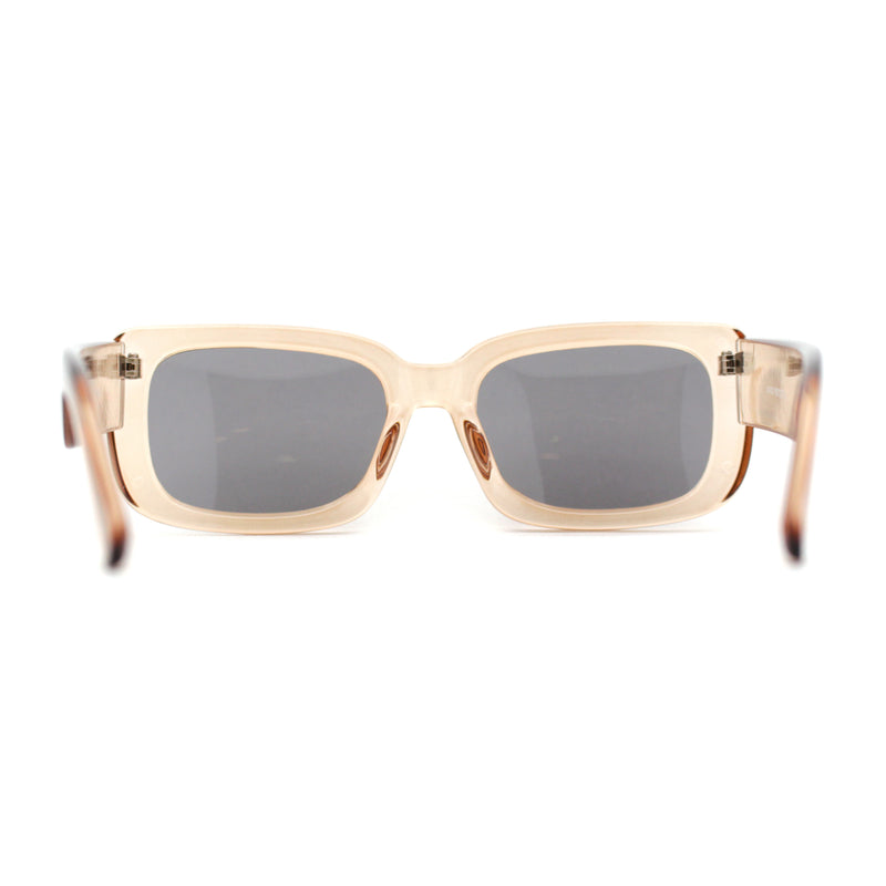 Womens Mod Retro Rectangle Minimal Plastic Sunglasses