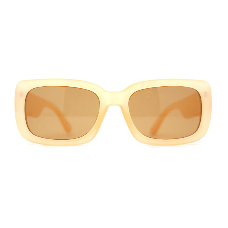 Womens Mod Retro Rectangle Minimal Plastic Sunglasses