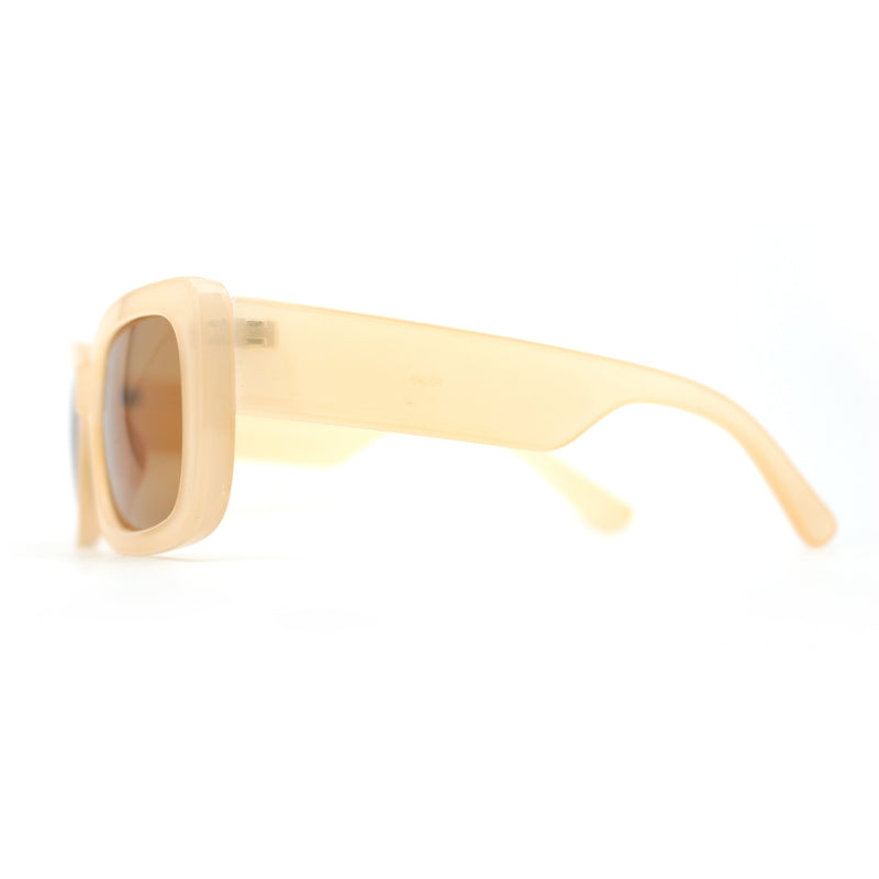 Womens Mod Retro Rectangle Minimal Plastic Sunglasses