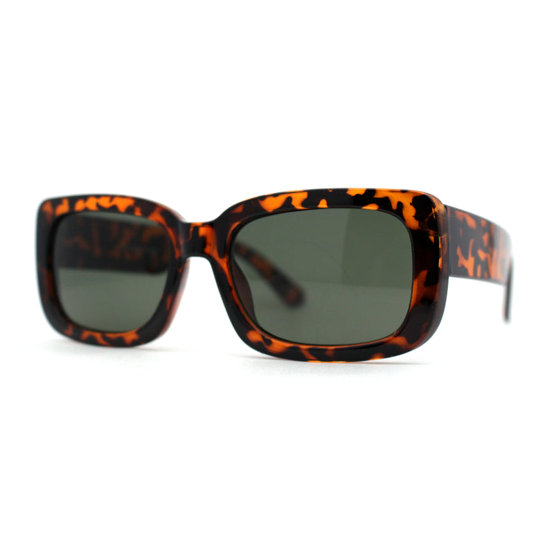 Womens Mod Retro Rectangle Minimal Plastic Sunglasses