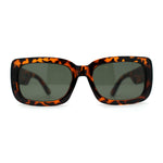 Womens Mod Retro Rectangle Minimal Plastic Sunglasses