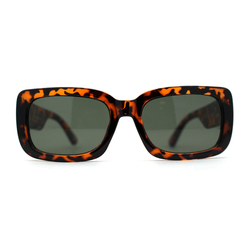 Womens Mod Retro Rectangle Minimal Plastic Sunglasses