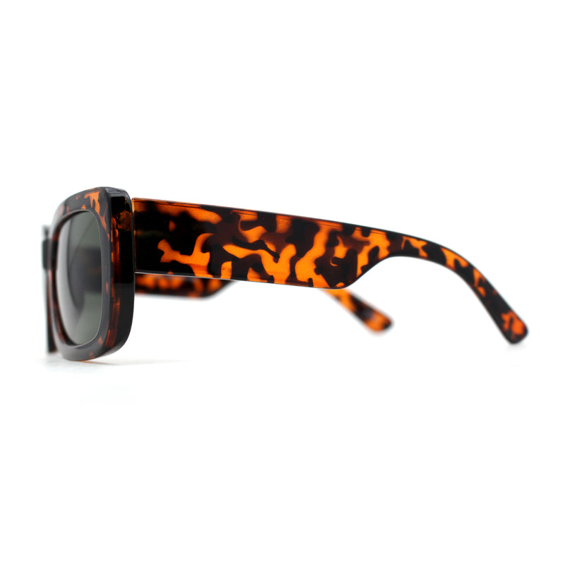 Womens Mod Retro Rectangle Minimal Plastic Sunglasses