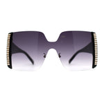 Womens Shield Rhinetone Thick Temple Butterfly Sunglasses