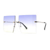 Hippie Color Gradient Lens Square Geometric Rimless Sunglasses