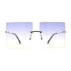 Hippie Color Gradient Lens Square Geometric Rimless Sunglasses