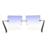 Hippie Color Gradient Lens Square Geometric Rimless Sunglasses