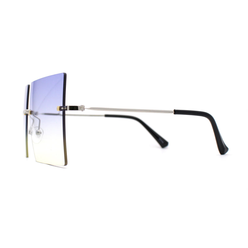 Hippie Color Gradient Lens Square Geometric Rimless Sunglasses