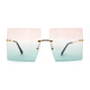 Hippie Color Gradient Lens Square Geometric Rimless Sunglasses