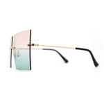 Hippie Color Gradient Lens Square Geometric Rimless Sunglasses