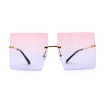 Hippie Color Gradient Lens Square Geometric Rimless Sunglasses