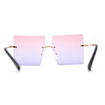 Hippie Color Gradient Lens Square Geometric Rimless Sunglasses