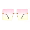 Hippie Color Gradient Lens Square Geometric Rimless Sunglasses