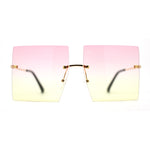 Hippie Color Gradient Lens Square Geometric Rimless Sunglasses